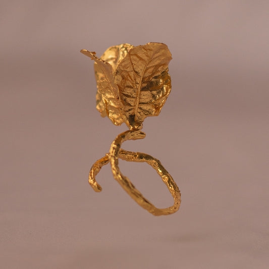 Close-up of Veranera Ring highlighting the intricate bougainvillea and twig details.