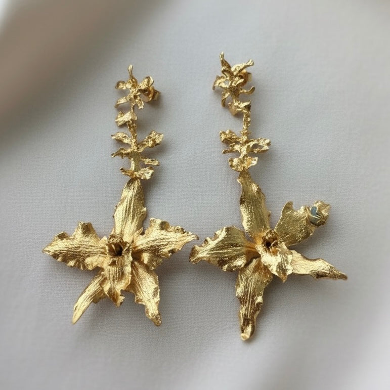 Aretes Orquidea Crispum Oncidium Esmeraldas