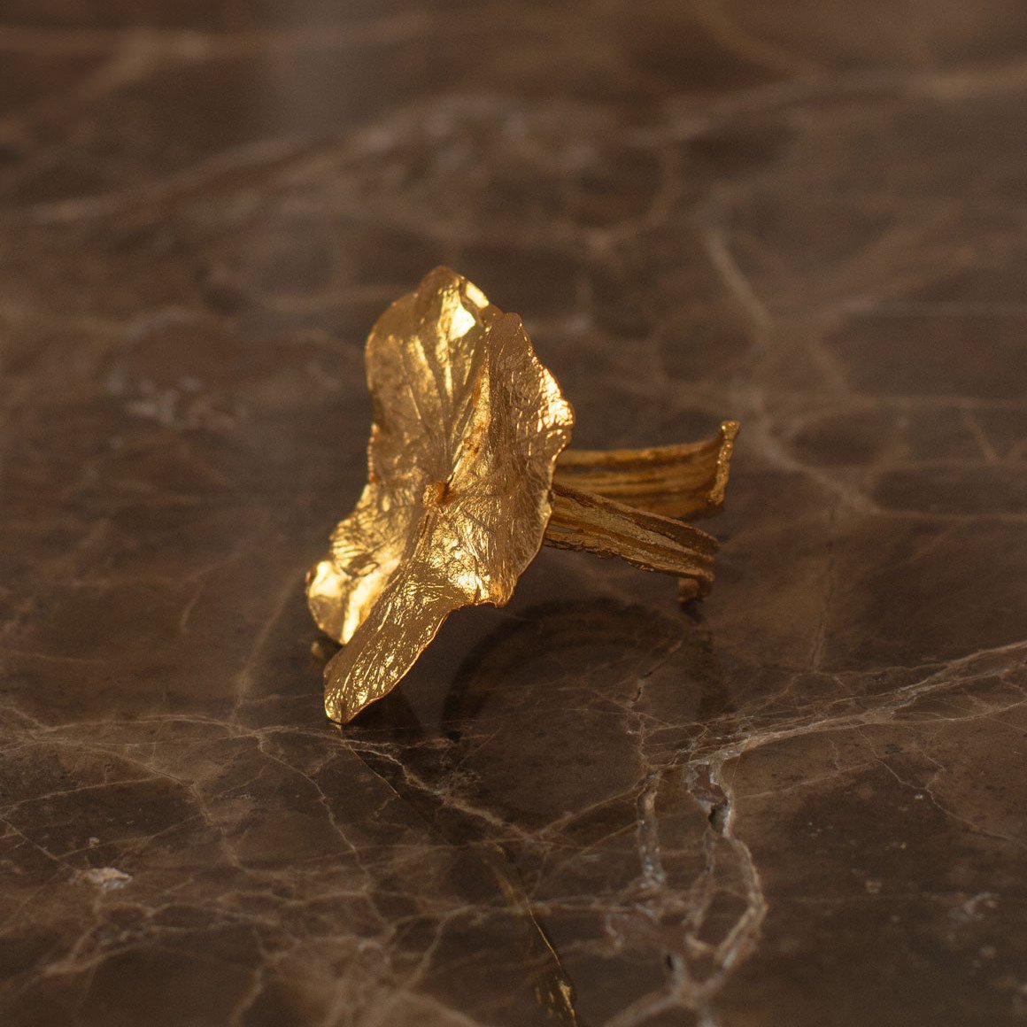 Close-up of Hydrangea Ring, showcasing the intricate floral and twig details.