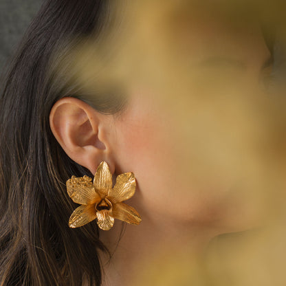 Aretes Orquidea Dendrobium Esmeralda Sauco