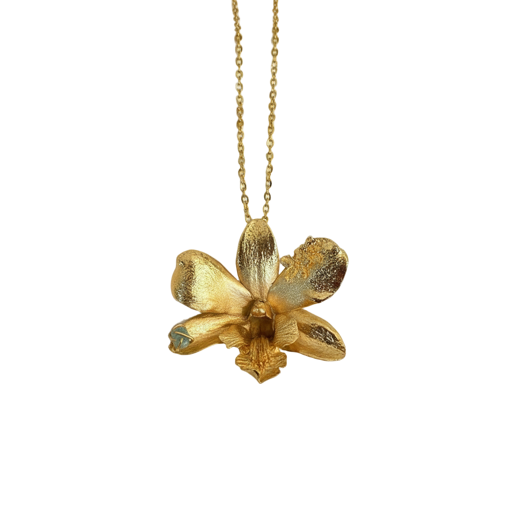 Collar Orquidea Dendrobium Sauco Esmeralda