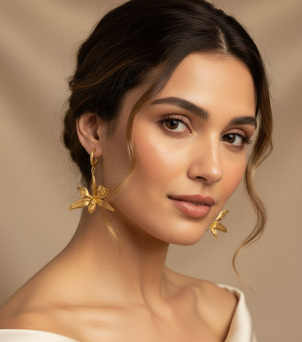 Aretes Candonga Orquidea Prosthechea Fragans Esmeralda