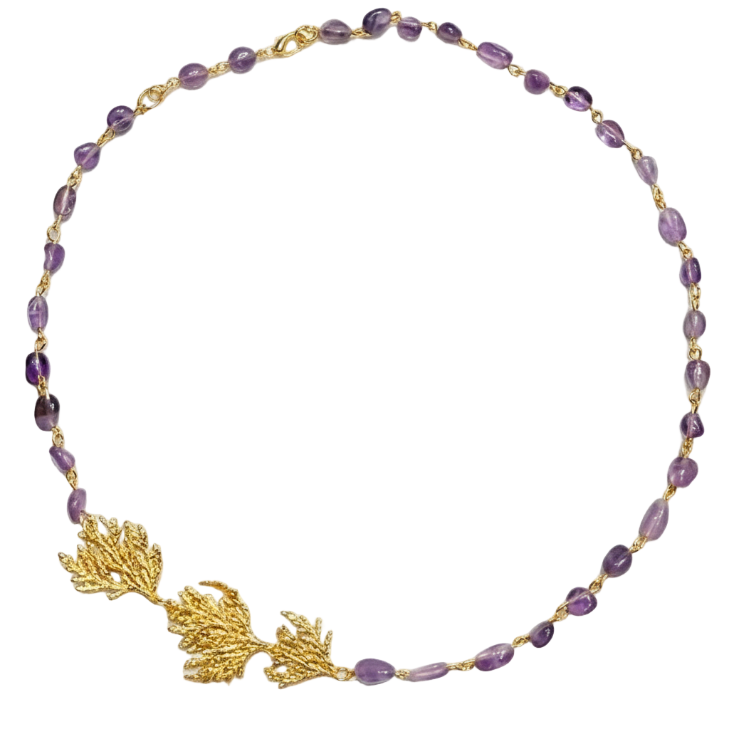 Collar Cuarzos Gargantilla Tres Hojas Pino