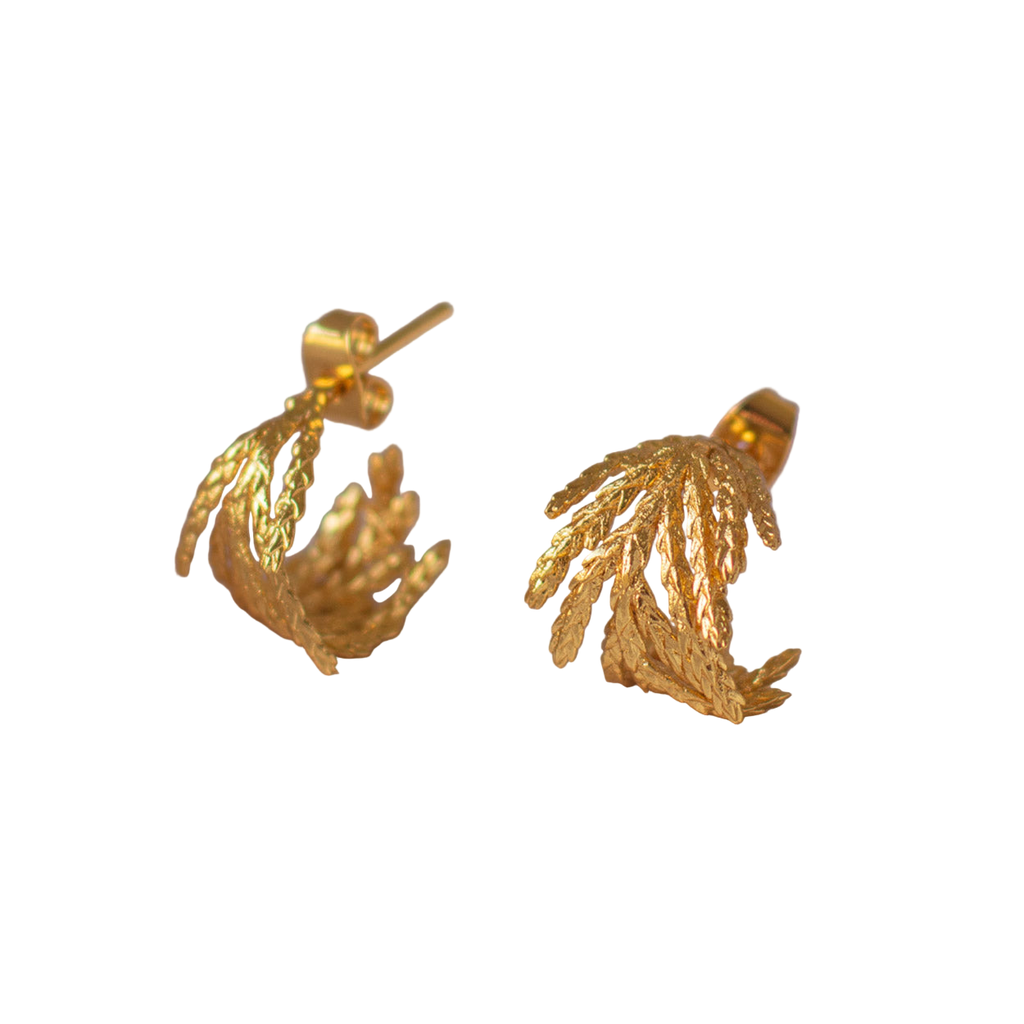 Pendientes Aros Candonga Hoja Pino Pequeña