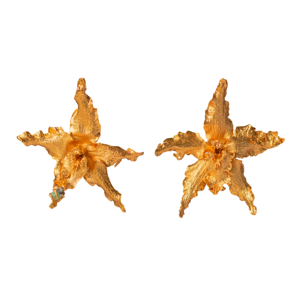 Aretes Orquidea Crispum Sauco Esmeralda