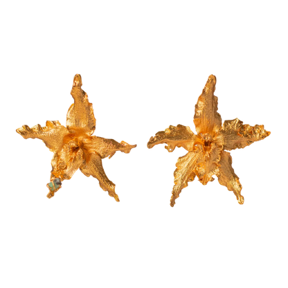 Aretes Orquidea Crispum Sauco Esmeralda