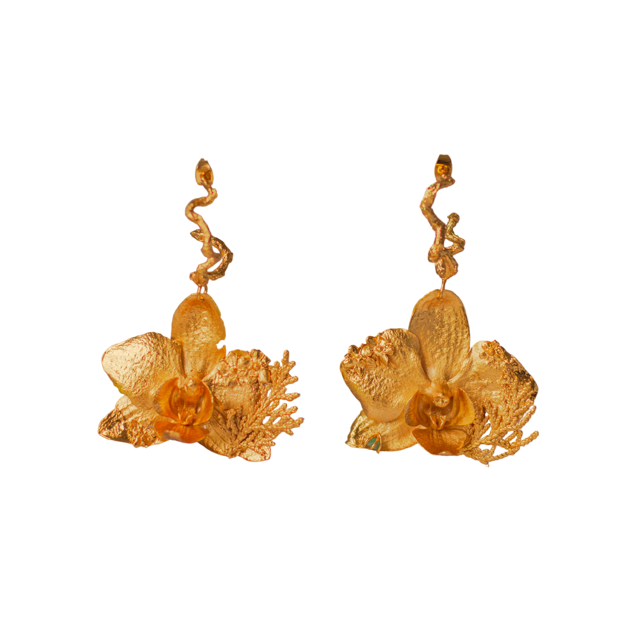 Aretes Candonga Orquidea Phalaenopsis Pino Esmeralda