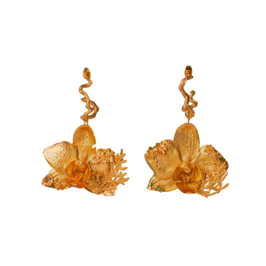 Aretes Candonga Orquidea Phalaenopsis Pino Esmeralda