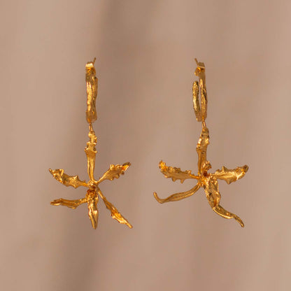 Cyrtochilum Revolutum Orchid Hoop Earrings, handcrafted and gold-plated, capturing the natural beauty of Andean orchids