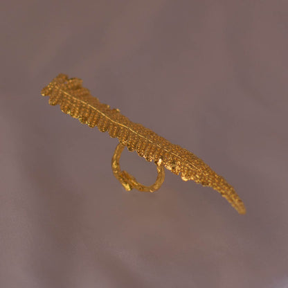 Large Fern Leaf Ring, handcrafted in bronze and plated with 24k gold, capturing the natural elegance of fern leaves