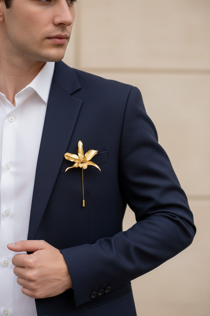 Broche Prendedor Orquidea Lluvia de Cereza