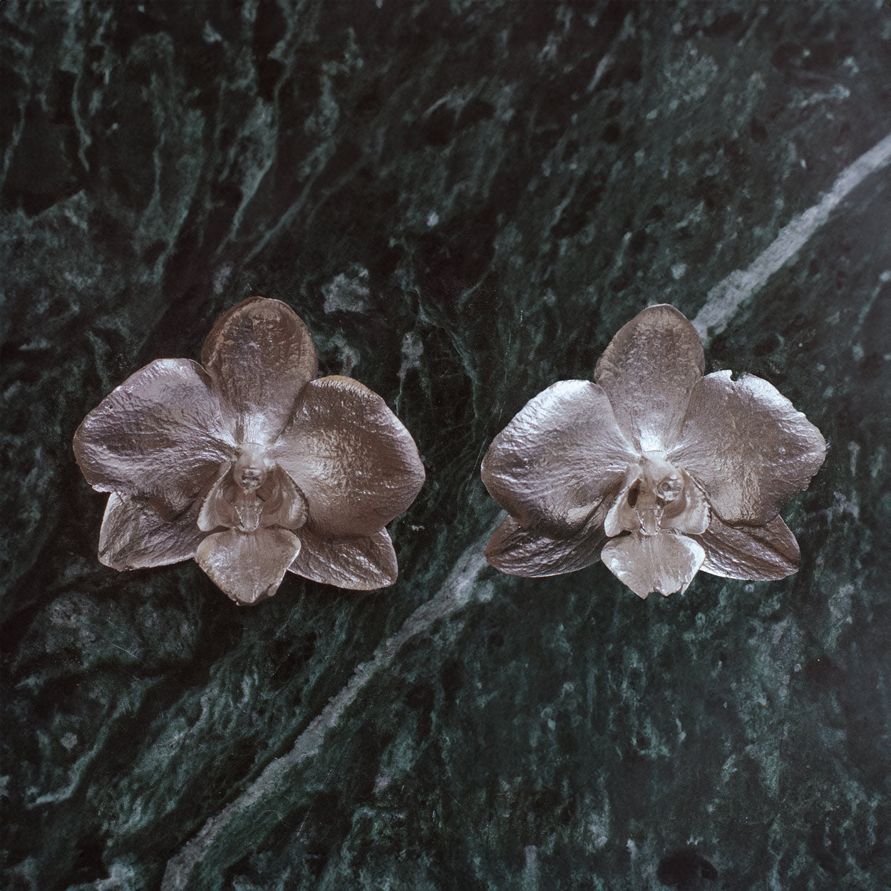 Unique Medium Phalaenopsis Orchid Earrings in 925 eco-friendly silver, showcasing the exquisite beauty of nature's art