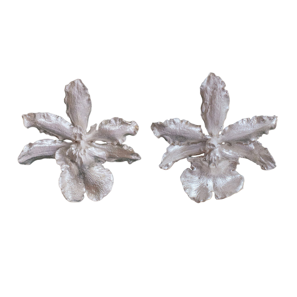 Pendientes Orquidea Odontoglossum Plata recicladalógica