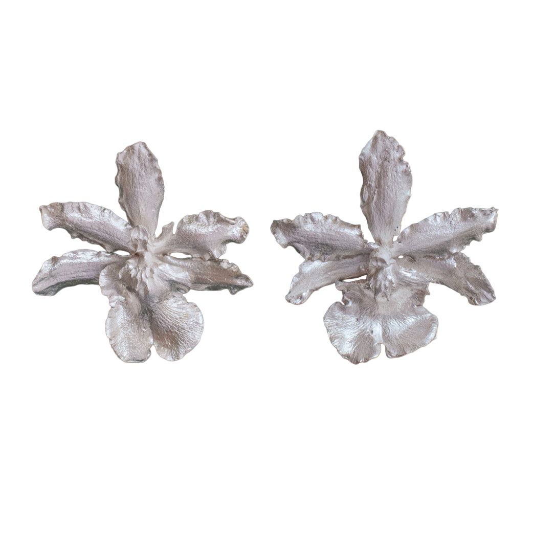 Pendientes Orquidea Odontoglossum Plata recicladalógica