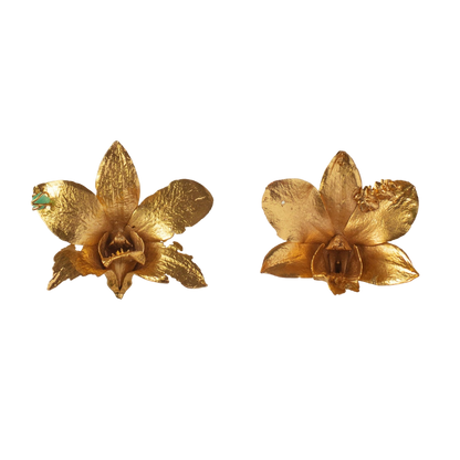 Aretes Orquidea Dendrobium Esmeralda Sauco