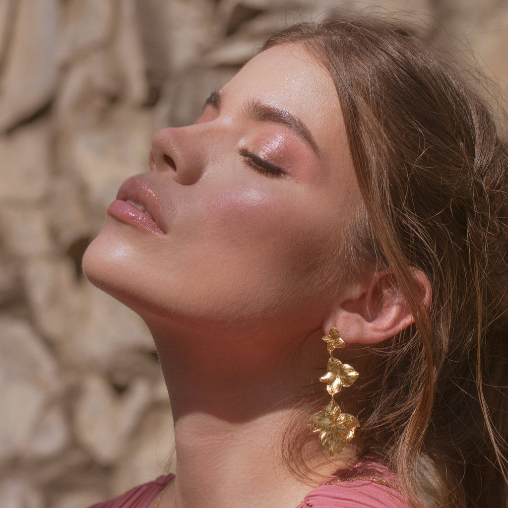 Pendientes Tres Flor Hortensia