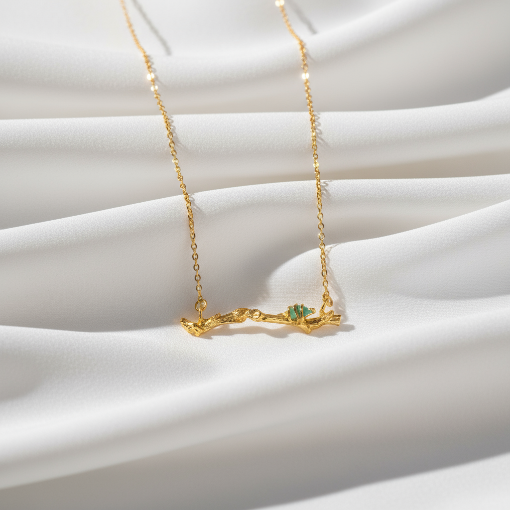 Collar gargantilla Ramita Palma Esmeralda