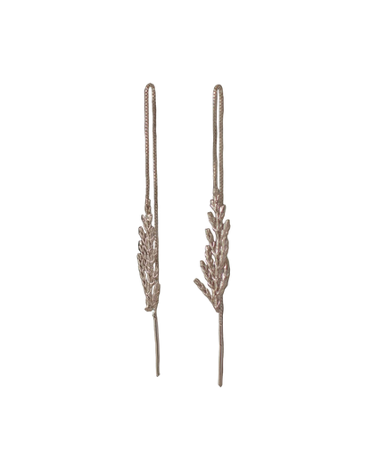 Aretes Cadena Hoja Plata