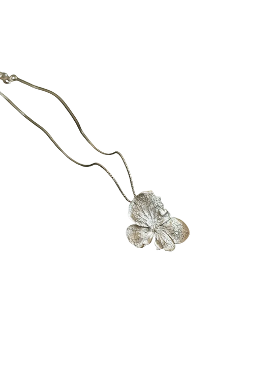 Gargantilla Flor Hortensia Plata Ecológica