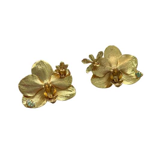 ARETES STATEMENT ORQUIDEA PHALAENOPSIS MAXILARIA PROSTHECHEA SCEPTRA ESMERALDA
