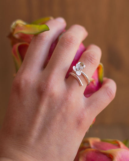 Anillo Ramita Flor Suculenta Plata Ecológica