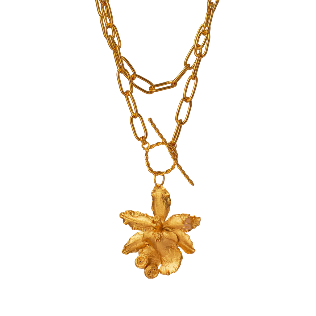 Collar Orquidea Odontoglossum Semilla Eucalipto