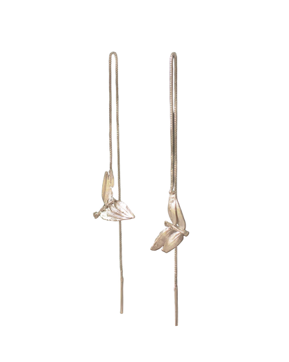 Aretes Cadena Hoja Plata