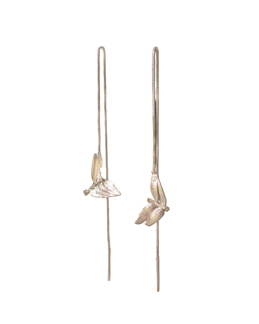 Aretes Cadena Hoja Plata