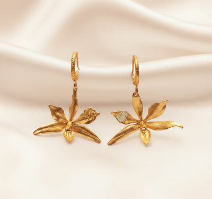 Aretes Candonga Orquidea Prosthechea Fragans Esmeralda