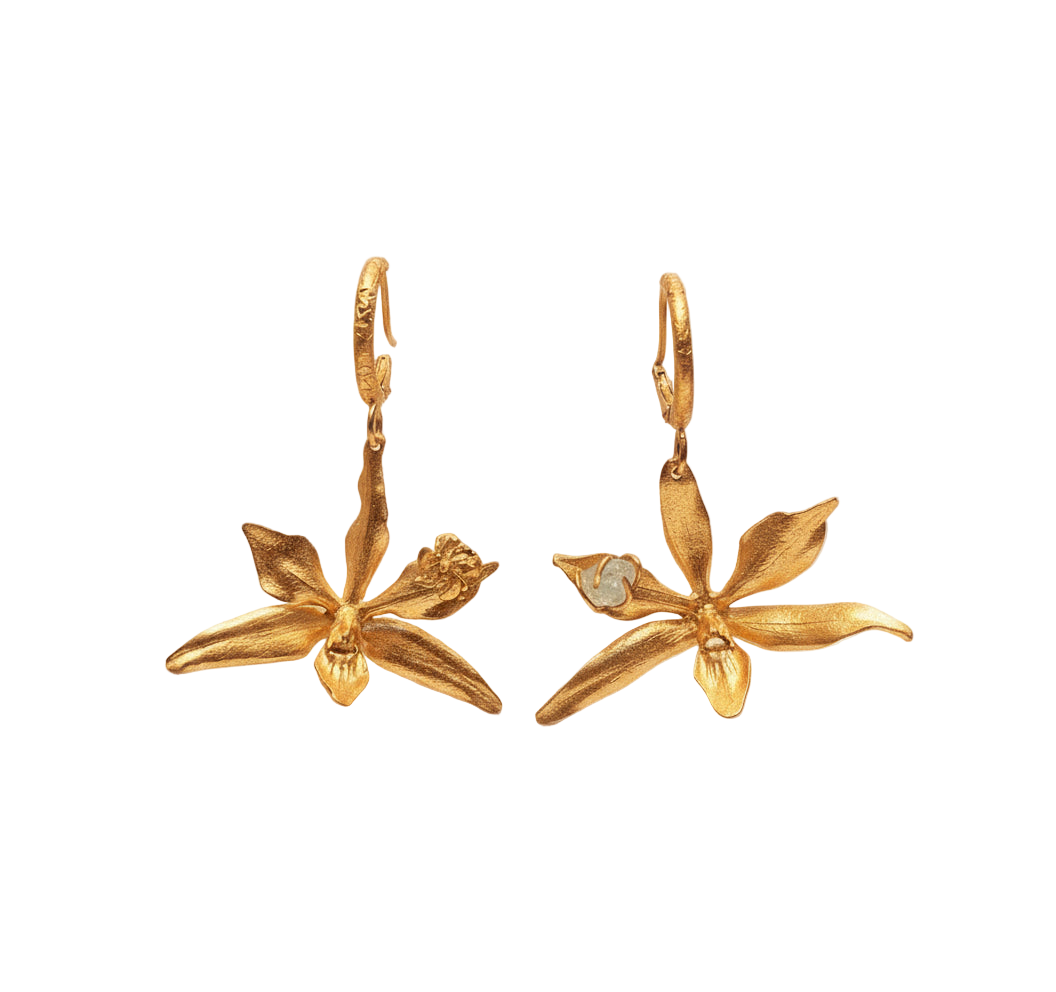 Aretes Candonga Orquidea Prosthechea Fragans Esmeralda
