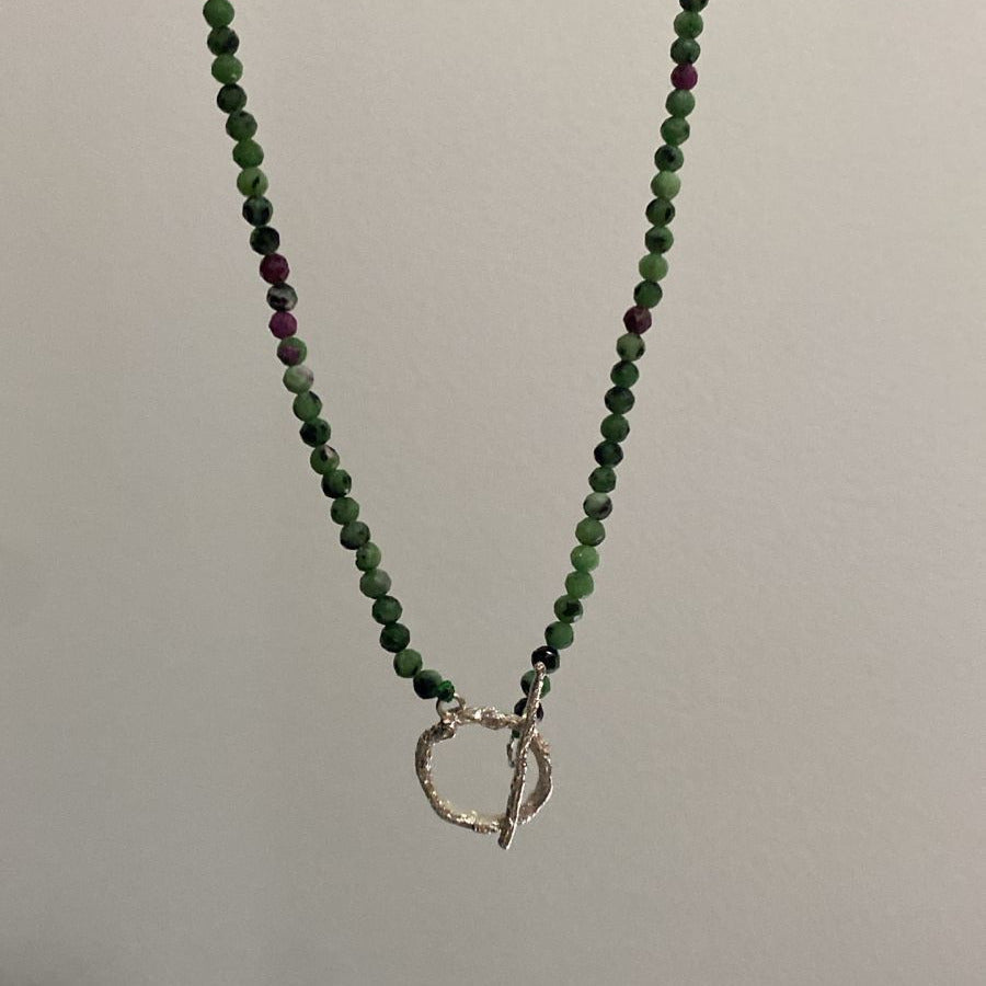 COLLAR CUARZO TURMALINA HILO RAMITA PLATA