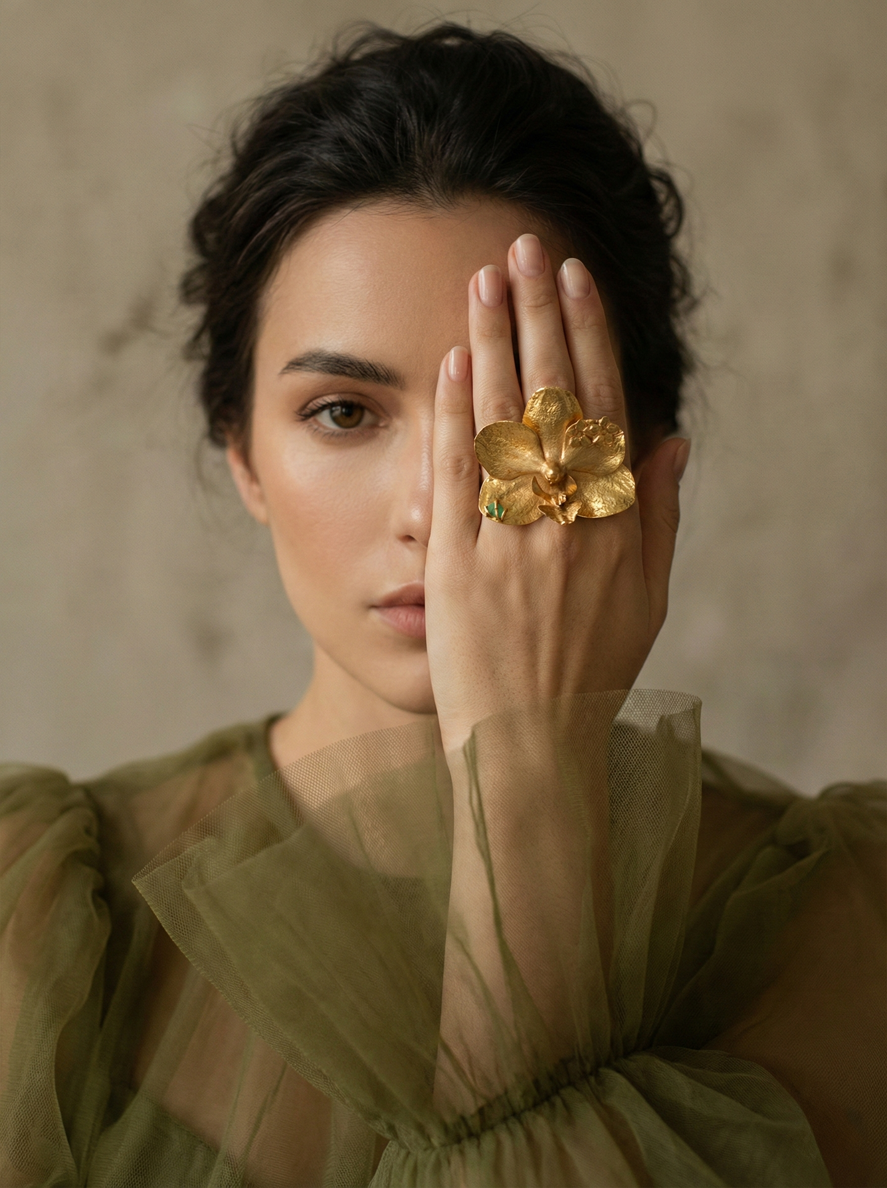 Anillo Orquidea Phalaenopsis Sauco Esmeralda