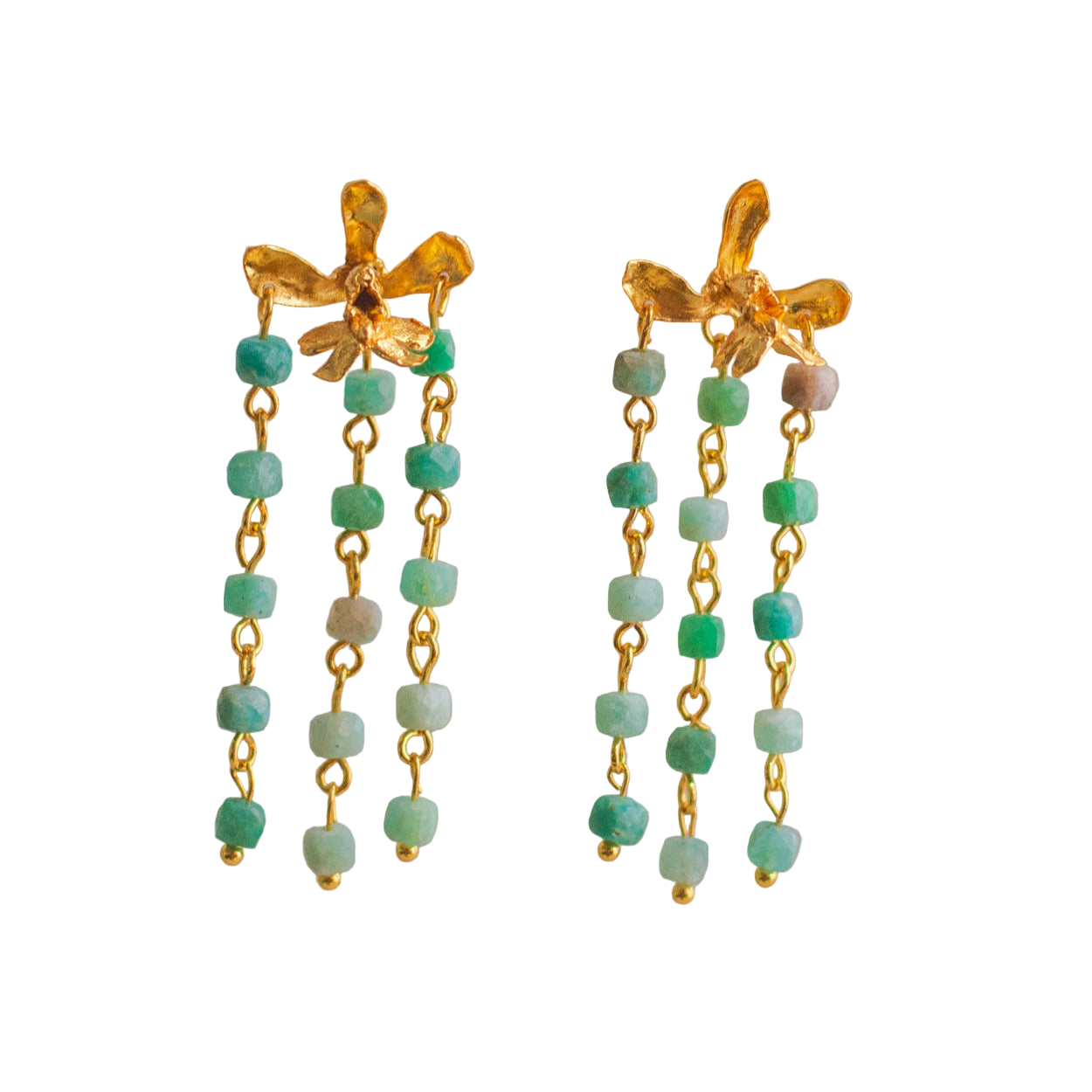 Pendientes Orquidea Capricornu Cascada con Aguamarina