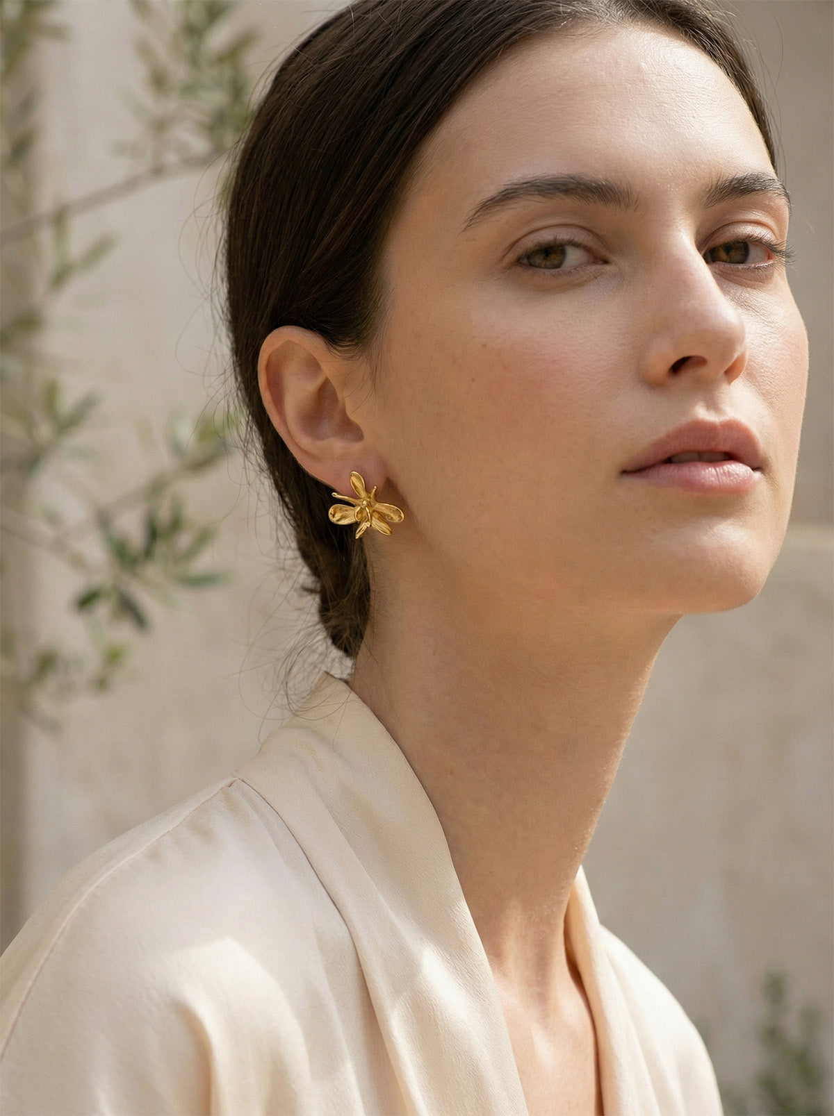 Pendiente de botón Orquidea Epidendrum Capricornu