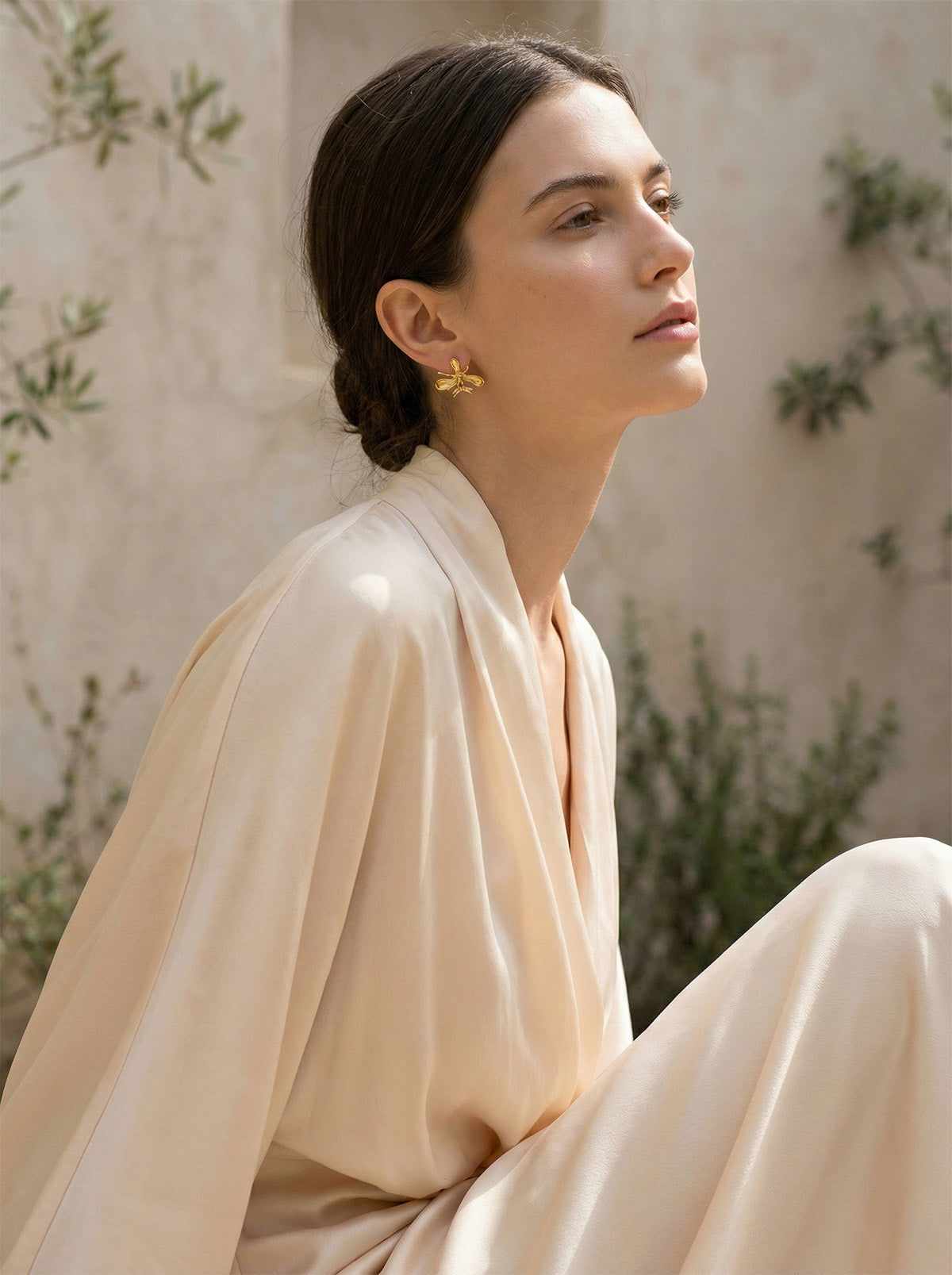 Pendiente de botón Orquidea Epidendrum Capricornu