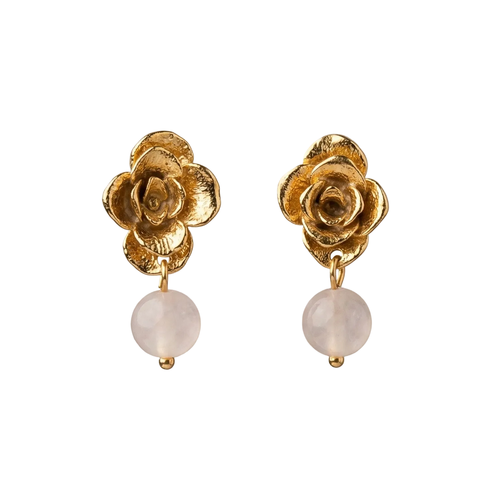 Pendientes de botón de suculenta real inmortalizada en oro 24k con cuarzo pulido, joyería botánica artesanal colombiana

