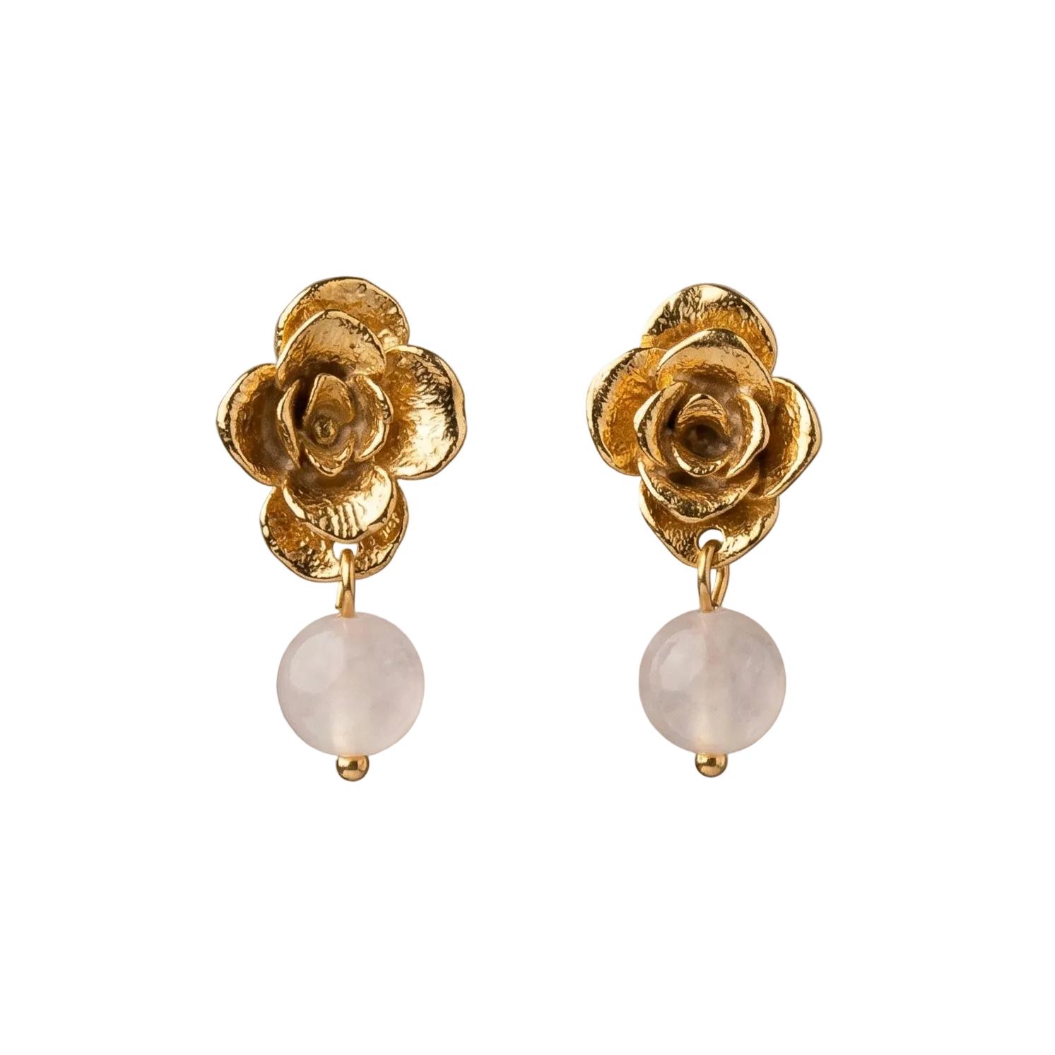 Pendientes de botón de suculenta real inmortalizada en oro 24k con cuarzo pulido, joyería botánica artesanal colombiana
