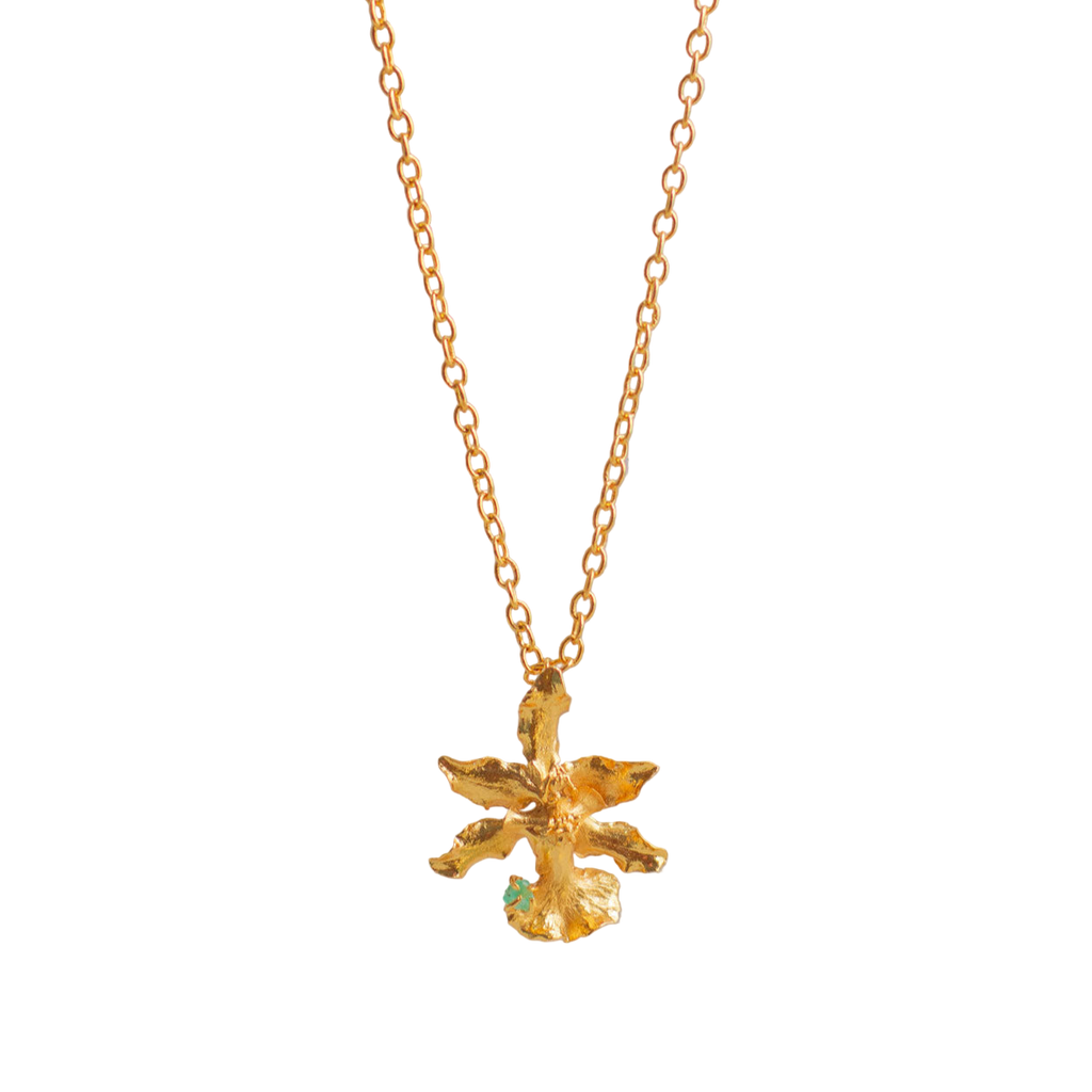 Collar Orquidea Chocolate Esmeralda