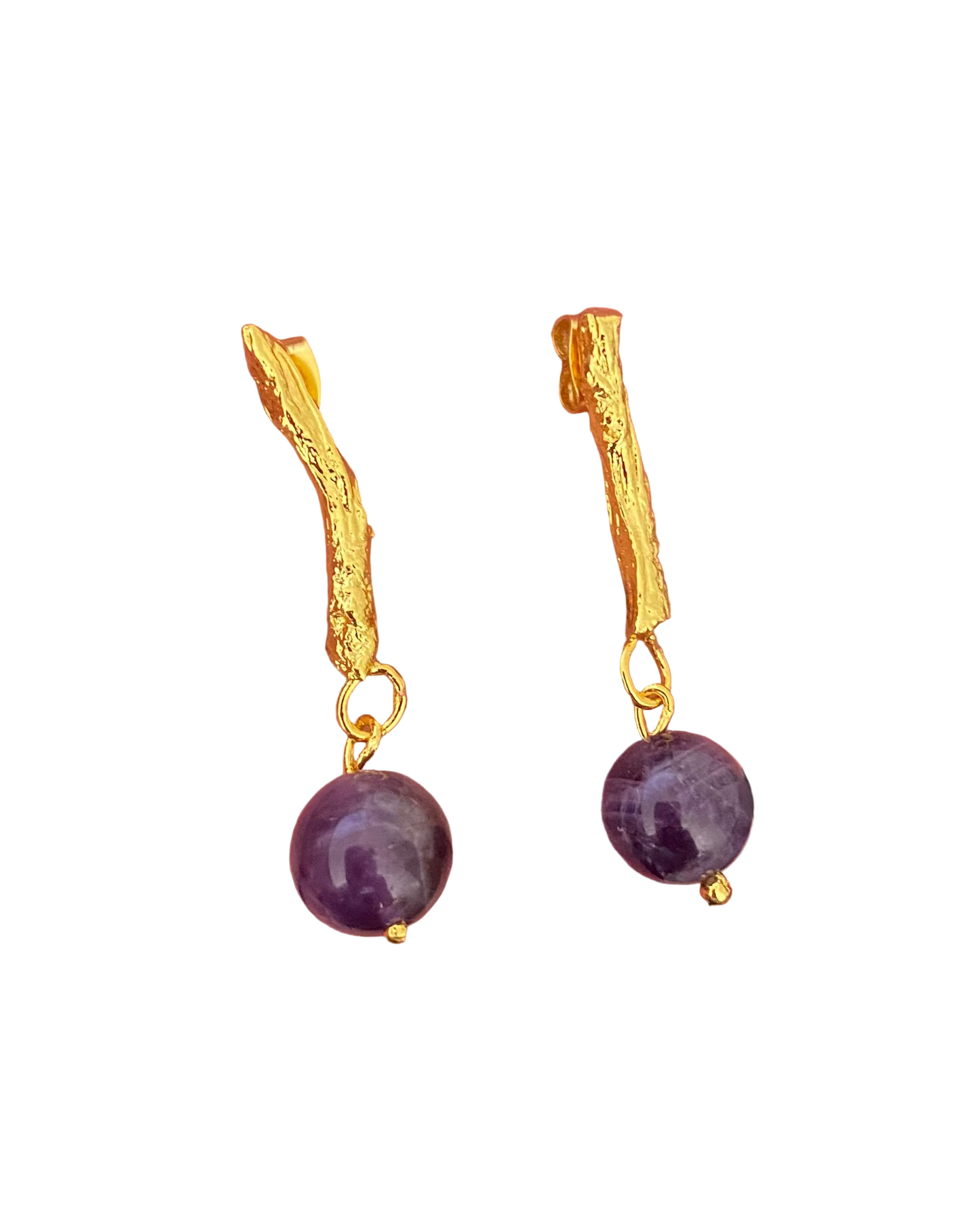 Aretes Ramita Cuarzo Amatista Mediano