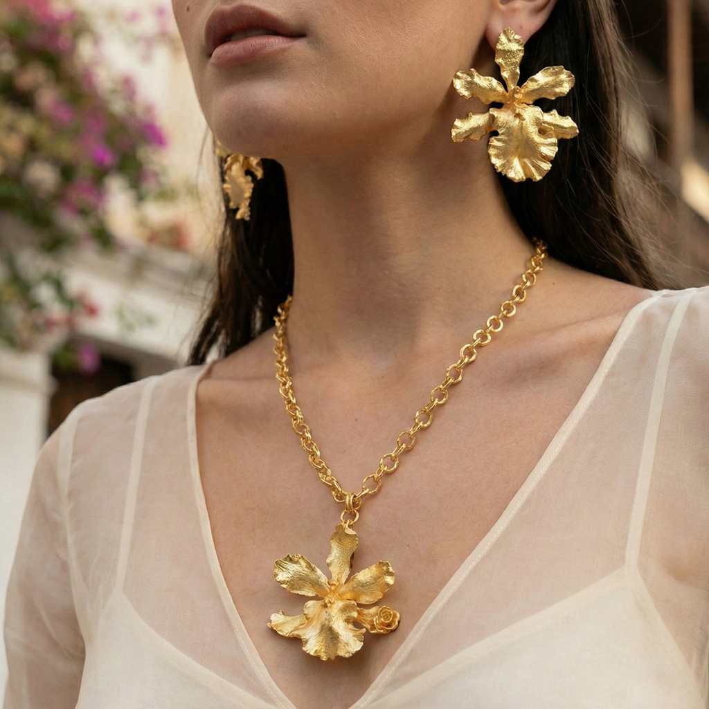 Collar Eslabonado Orquidea Odontoglossum Exotica