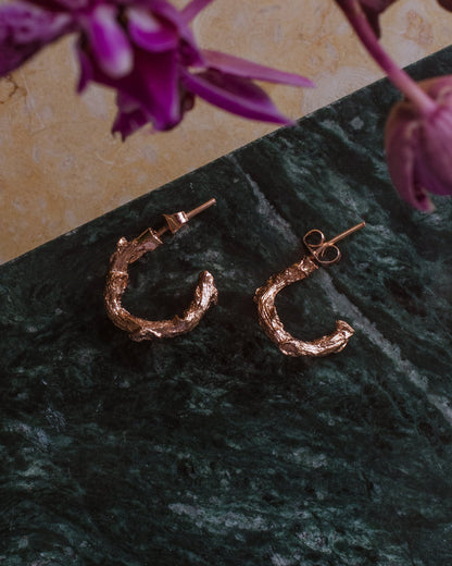 Dainty Palm Twig Hoop Earrings