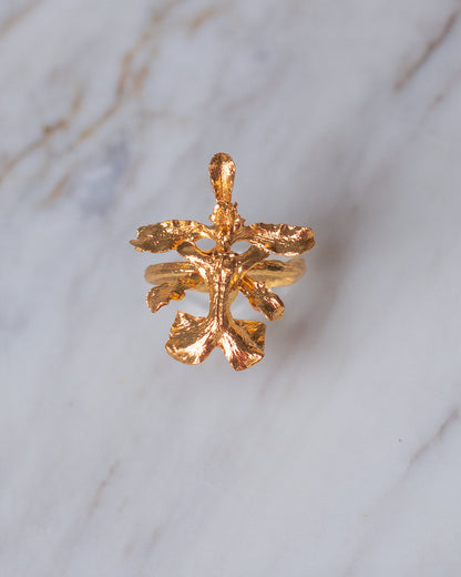 Elegant Oncidium Orchid Ring plated in 24K gold, symbolizing the vitality and exuberance of nature.